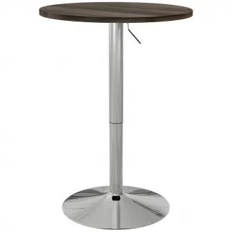 HOMCOM Masa de bar rotunda, Masa reglabila pentru pub cu blat pivotant 360° si baza din otel, Masa bistro moderna pentru 2 persoane, Asamblare usoara pentru barul de acasa, sufragerie mica, Nuc inchis