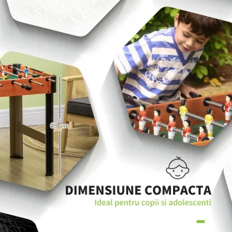HOMCOM Masa de fotbal Arcade pentru adolescenti si copii, mini joc de fotbal de masa compact cu 2 mingi pentru casa, sala de jocuri, prieteni si familie