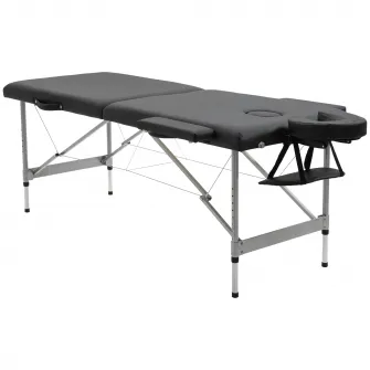 HOMCOM Masa de masaj portabila si pliabila din aluminiu si PU cu inaltime reglabila si scaun captusit, 186x71x62-83 cm, negru