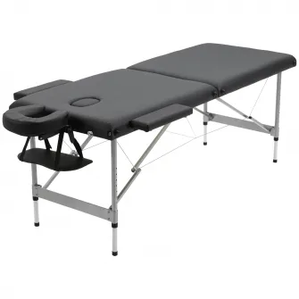 HOMCOM Masa de masaj portabila si pliabila din aluminiu si PU cu inaltime reglabila si scaun captusit, 186x71x62-83 cm, negru