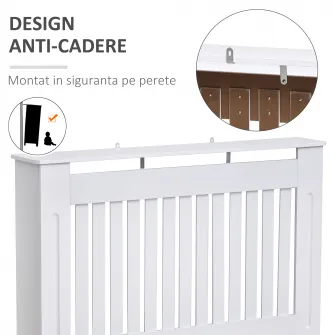 HomCom masca de calorifer, din lemn MDF, 112x19x81cm, alb