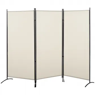 HOMCOM Paravan interior cu 3 panouri, separeu pliabil pentru spatii din metal si poliester, 253x50x182cm, bej