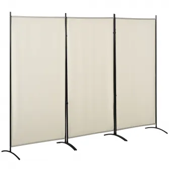 HOMCOM Paravan interior cu 3 panouri, separeu pliabil pentru spatii din metal si poliester, 253x50x182cm, bej