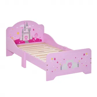 HomCom pat copii cu protectii laterale 3-6 ani, 143x73x60cm