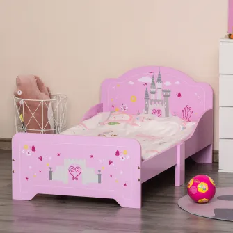 HomCom pat copii cu protectii laterale 3-6 ani, 143x73x60cm