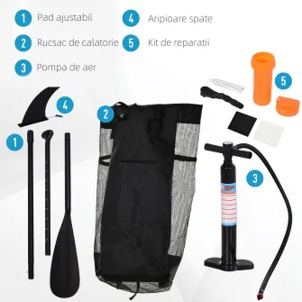 Homcom Placa Gonflabila SUP Stand Up Paddle cu Vasla Reglabila Albastra 305x76x10cm