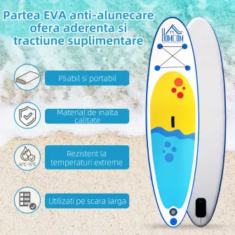 Homcom Placa Gonflabila SUP Stand Up Paddle cu Vasla Reglabila Albastra 305x76x10cm
