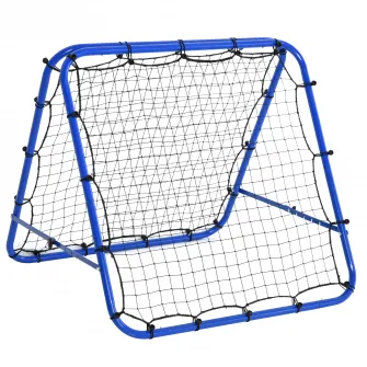 HOMCOM Plasa de fotbal pliabila din PE si metal, cu unghi reglabil si cuie, 100x95x90 cm, albastru