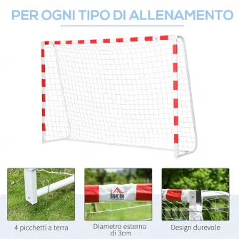 HOMCOM Plasa de fotbal Poarta de fotbal si fotbal teren mic Adulti si copii 302x83x201cm