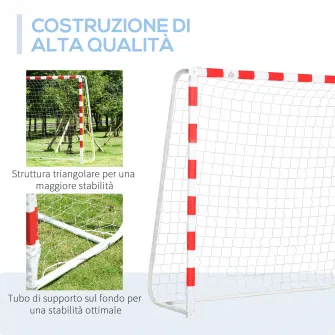 HOMCOM Plasa de fotbal Poarta de fotbal si fotbal teren mic Adulti si copii 302x83x201cm