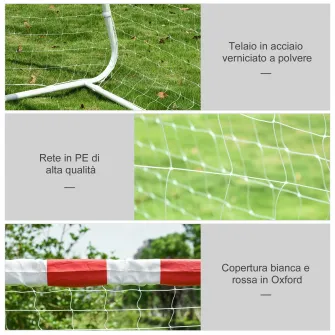 HOMCOM Plasa de fotbal Poarta de fotbal si fotbal teren mic Adulti si copii 302x83x201cm
