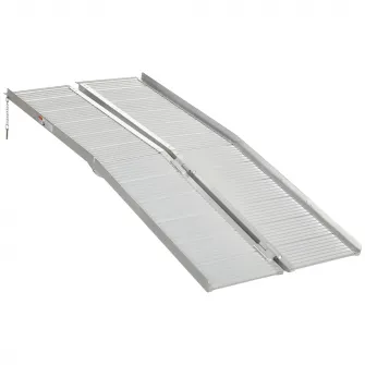 HOMCOM Rampa pentru scaun cu rotile si scuter pentru persoane cu dizabilitati, pliabila, aliaj din aluminiu antiderapanta capacitate 272kg, 183x72x5cm