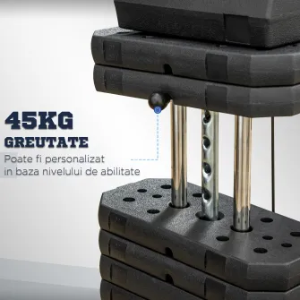 HOMCOM Sala de gimnastica multifunctionala  cu greutati, aparat multifunctional de gimnastica de acasa cu stiva de greutati de 45 kg