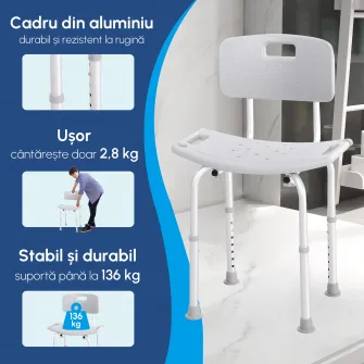HOMCOM Scaun de dus din Aluminiu si Plastic