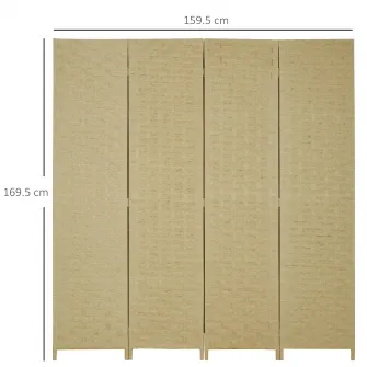 HOMCOM Separator de interior din lemn, perete de separare pliabil pentru casa si birou, inaltime 170 cm, maro