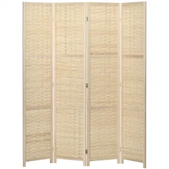 HOMCOM Separator de interior din lemn si bambus, perete de separare pliabil pentru casa si birou, inaltime 170 cm, maro