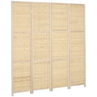 HOMCOM Separator de interior din lemn si bambus, perete de separare pliabil pentru casa si birou, inaltime 170 cm, maro