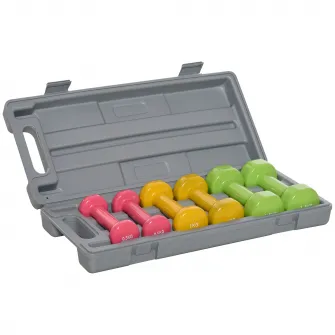 HOMCOM Set 6 Gantere cu Geanta, de 0.5kg 1kg 1.5kg