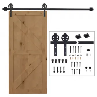 HOMCOM set accesorii sina pentru usi glisante, negru