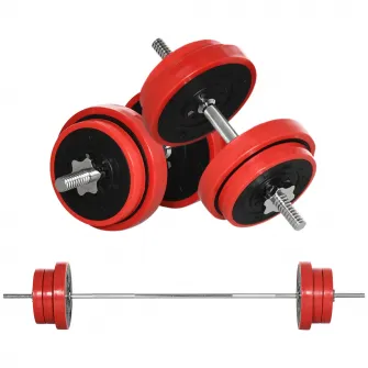 HOMCOM Set cu haltere 65KG, set de antrenament cu greutati reglabile pentru antrenament complet al corpului si construirea muschilor