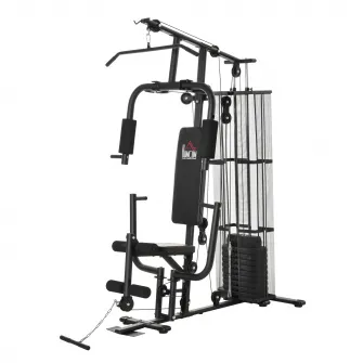 HOMCOM Statie de fitness Multifunctionala pentru Sala si Casa, din Otel 150x110x210cm Negru