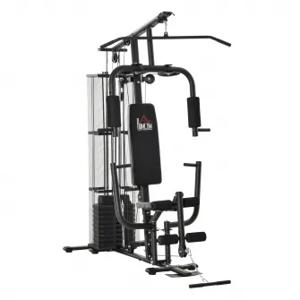 HOMCOM Statie de fitness Multifunctionala pentru Sala si Casa, din Otel 150x110x210cm Negru