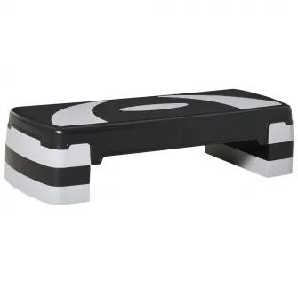HOMCOM Stepper pentru aerobica reglabil in inaltime 10-15-20 cm, anti-alunecare, Negru si Gri
