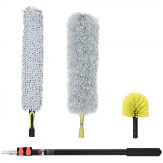 HOMCOM Stergator extensibil cu stalp telescopic 3,5 m/11,5 ft, kit de curatare praf din microfibra cu cap pliabil pentru curatarea ventilatoarelor de tavan inalt, jaluzelelor, panzei de paianjen