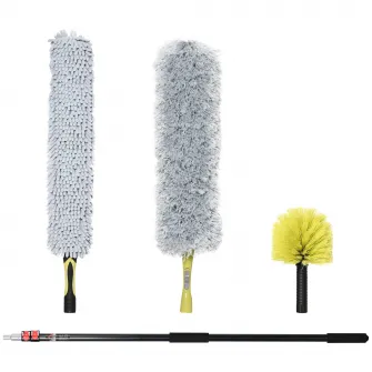 HOMCOM Stergator extensibil cu stalp telescopic 3,5 m/11,5 ft, kit de curatare praf din microfibra cu cap pliabil pentru curatarea ventilatoarelor de tavan inalt, jaluzelelor, panzei de paianjen