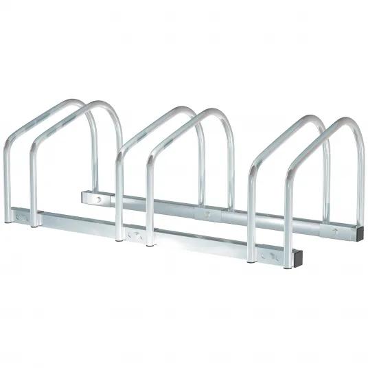 HOMCOM Suport de parcare pentru 3 biciclete din otel, 76x33x27 cm, argintiu