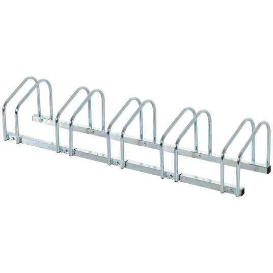 HOMCOM Suport de parcare pentru biciclete pentru 5 biciclete din otel, 145 × 33 × 27 cm, argintiu