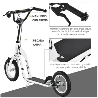 HOMCOM Trotineta copii 5+ ani inaltime reglabila