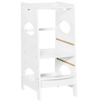 HOMCOM Turn Montessori pentru Copii, Turn de invatare cu Inaltime Reglabila din MDF, 40x50x90cm, Alb