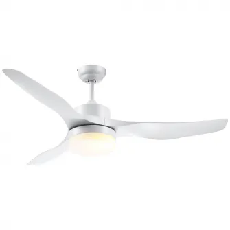 HOMCOM Ventilator de Tavan cu Lumini LED Reglabil in 3 Moduri si Telecomanda Inclusa, 6 Viteze, pentru Interior, Φ132x40cm, Alb