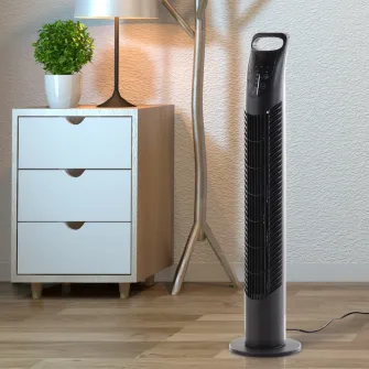 Homcom Ventilator Reglabil Oscilant cu 3 niveluri de viteza si Telecomanda de control de la distanta, Ф18x78.5cm Negru