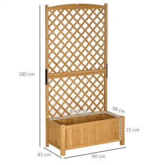 Jardiniera de exterior din lemn de brad cu design verticatl inaltat, 90x45x180 cm, Galben