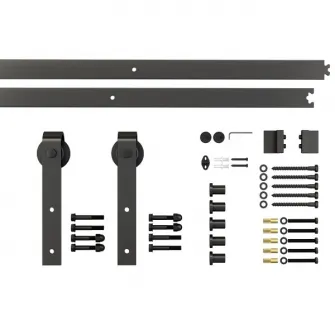 Kit de montare Homcom, pentru usi glisante cu sina si accesorii din otel carbon, 200x4x0.6 cm