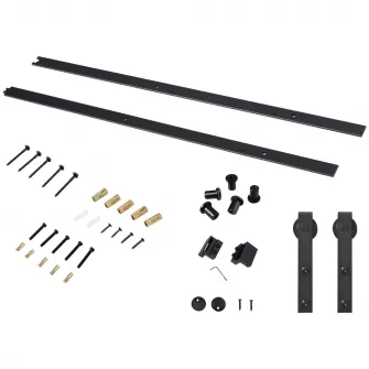 Kit sina pentru usi glisante, 200x4x0.6 cm, negru, HOMCOM