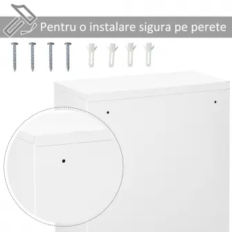Kleankin Dulap pentru medicamente din otel cu 3 niveluri cu 2 chei si suport de perete, 40x18x60 cm, alb