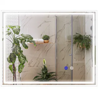 kleankin Oglinda de Baie cu Lumini LED cu 3 Temperaturi de Culoare, Functie de Memorie si Rama din Aluminiu, Orizontala/Verticala, 90x70cm