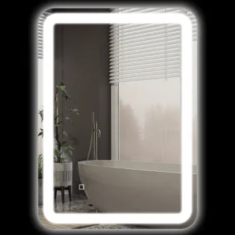 kleankin Oglinda pentru baie cu lumini LED, Oglinda reglabila pentru machiaj cu 3 temperaturi de culoare, pelicula de dezaburire si functie de memorie, cablata, orizontala si verticala, 70 x 50 cm