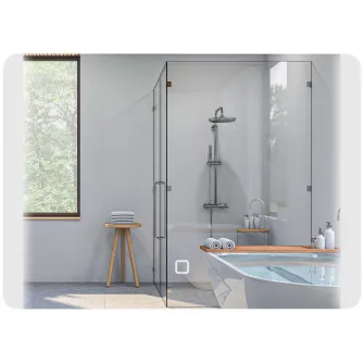kleankin Oglinda pentru baie cu lumini LED, Oglinda reglabila pentru machiaj cu 3 temperaturi de culoare, pelicula de dezaburire si functie de memorie, cablata, orizontala, 70 x 50 cm