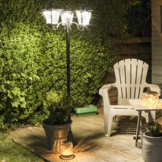 Lampa de gradina led solar Outsunny, Negru, 182,5 cm