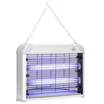 Lampa pentru insecte si tantari, de 20W cu lumina LED UV, cu tava detasabila, lampa anti-tantari, alba din ABS si metal, 39x8x28 cm
