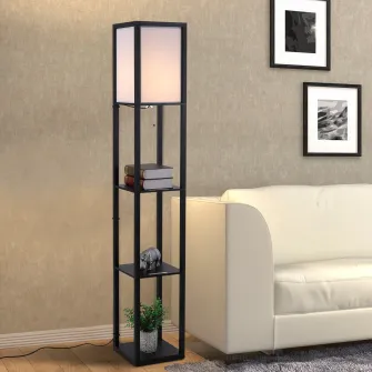 Lampadar dreptunghiular Homcom, 40W, 26x26x160 cm, Negru/Alb