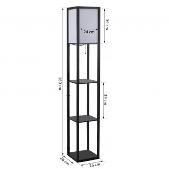 Lampadar dreptunghiular Homcom, 40W, 26x26x160 cm, Negru/Alb