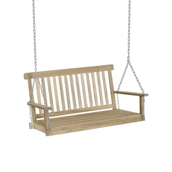 Leagan balansoar Outsunny, 2 locuri, Lemn/Metal, Capacitate 200 kg, 119x65x61cm, Maro