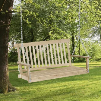 Leagan balansoar Outsunny, 2 locuri, Lemn/Metal, Capacitate 200 kg, 119x65x61cm, Maro