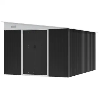 Magazie de Gradina Outsunny cu Usa Glisanta si Orificii de Aerisire, din Otel Galvanizat, 345x280,5x169-201cm, Negru