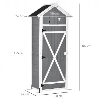 Magazie de gradina, Outsunny, Lemn, 78x52,5x182 cm, Gri